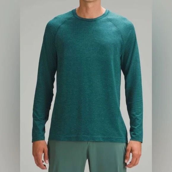 Lululemon Metal Vent Tech Long Sleeve Shirt Men Small Marlin Storm Teal - Picture 1 of 7